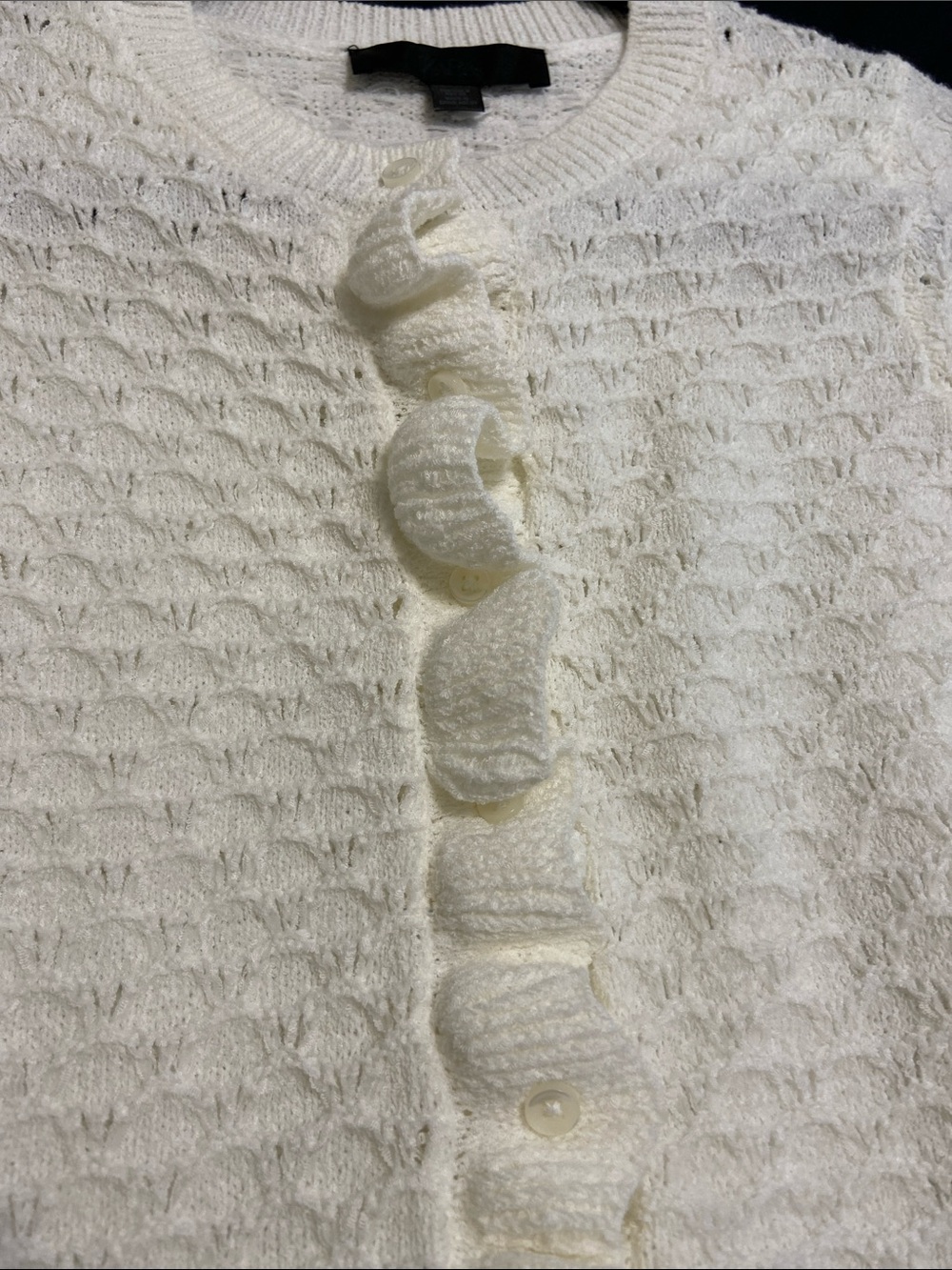 Zara Cream Ruffle-Front Knit Cardigan - Picture 4 of 6